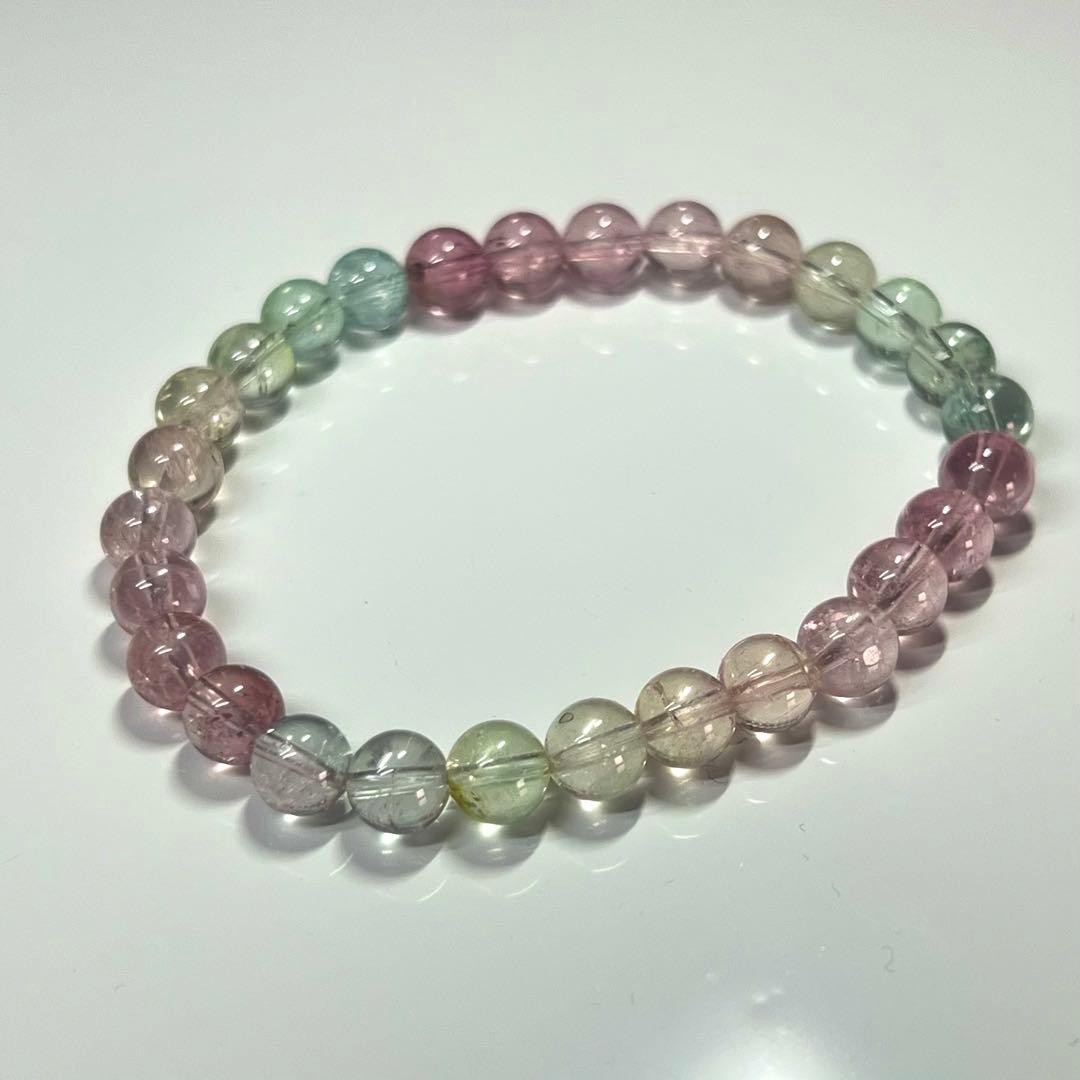 高品質　マルチカラートルマリンブレスレット　透明感良き　1