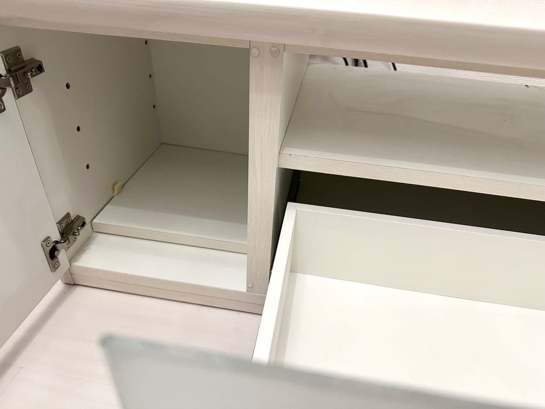 木下家具 テレビ台 テレビボード 90cm DEMIO ホワイト 白木目柄