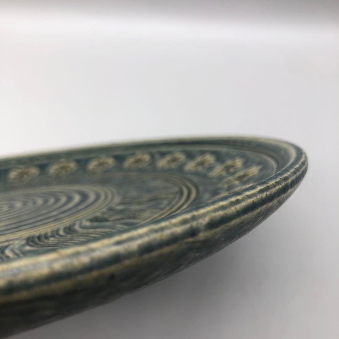 美濃焼寿山三島模様陶器お皿プレート24cm渦巻き&お花柄岐阜伝統工芸