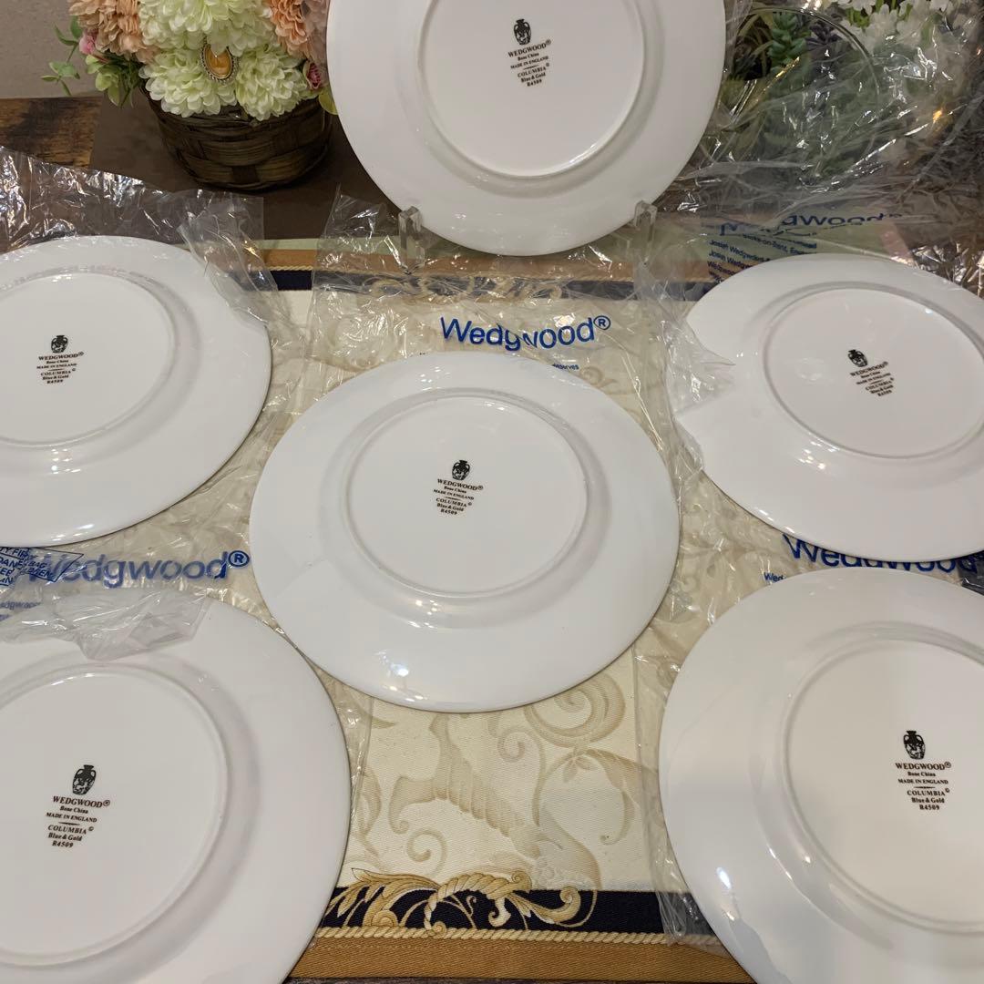 未使用　ウェッジウッド コロンビア　ブルー＆ゴールド　17.5cmプレート