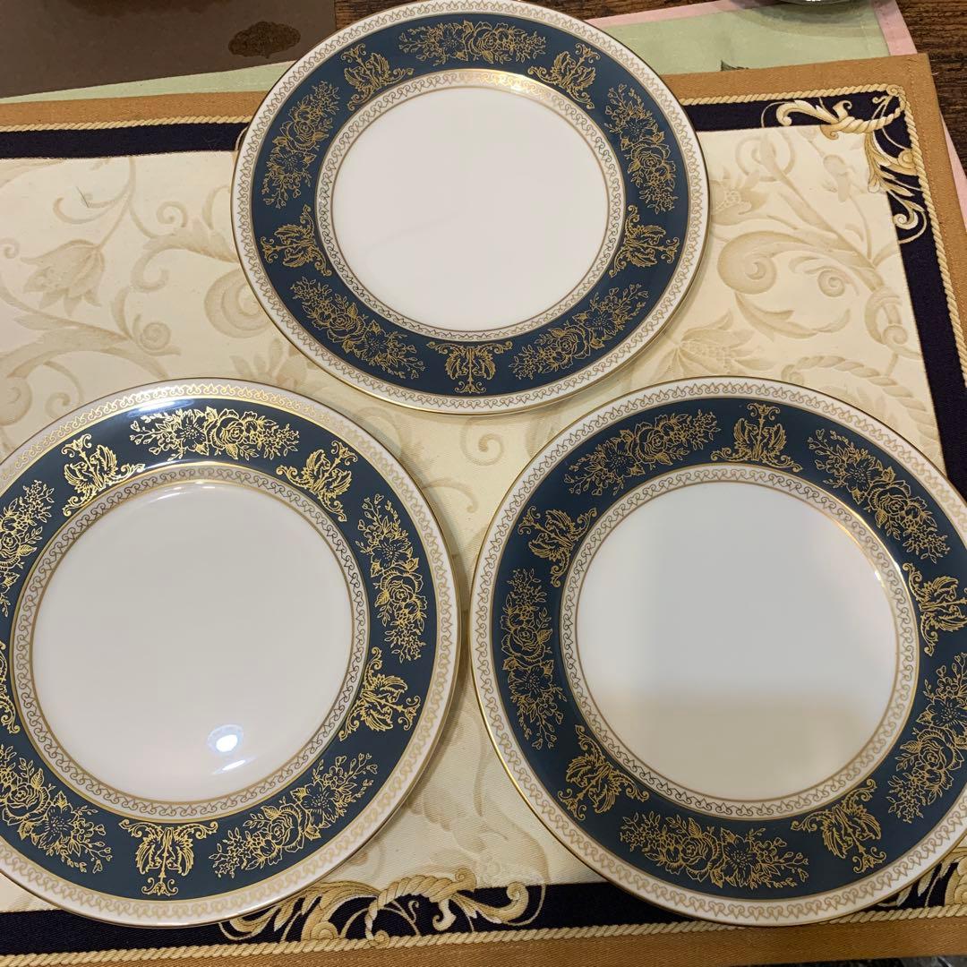 未使用　ウェッジウッド コロンビア　ブルー＆ゴールド　17.5cmプレート