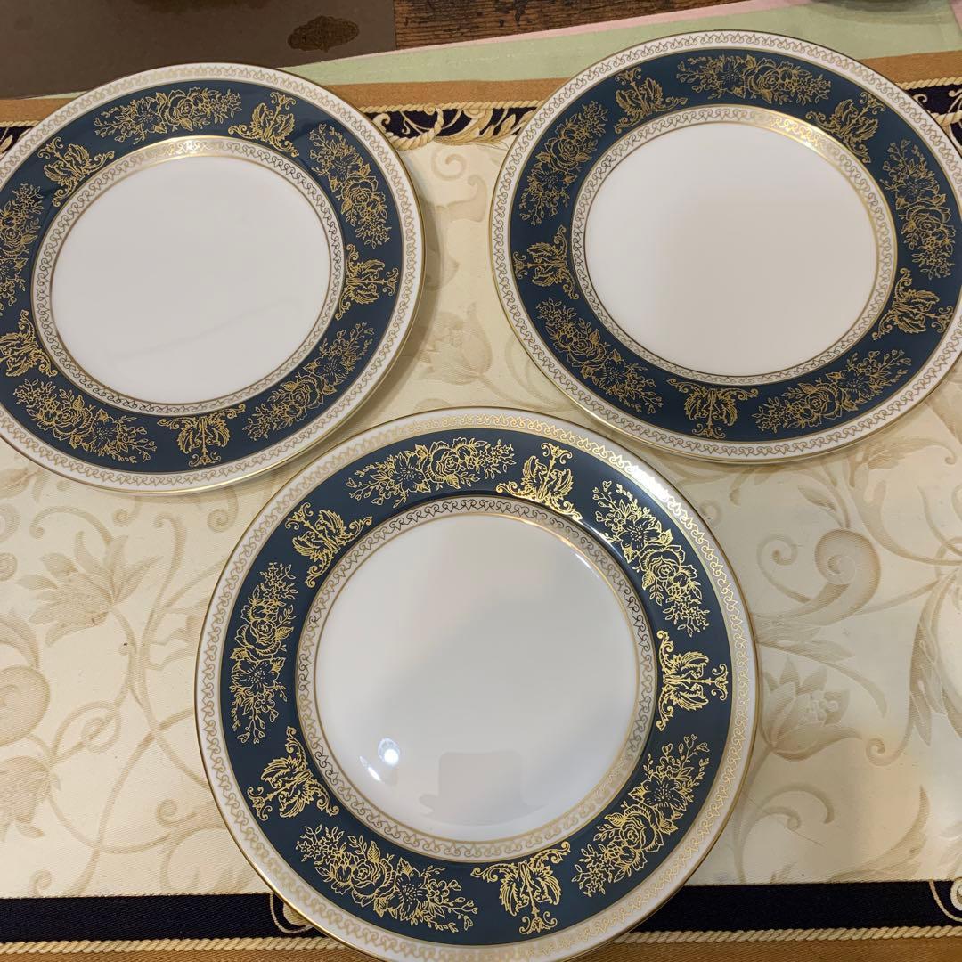 未使用　ウェッジウッド コロンビア　ブルー＆ゴールド　17.5cmプレート