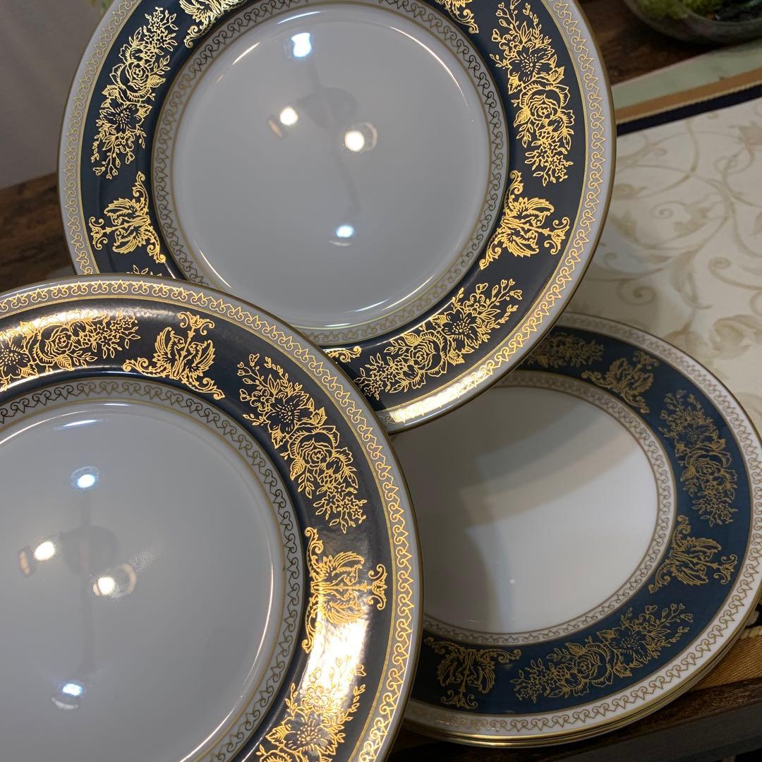 未使用　ウェッジウッド コロンビア　ブルー＆ゴールド　17.5cmプレート