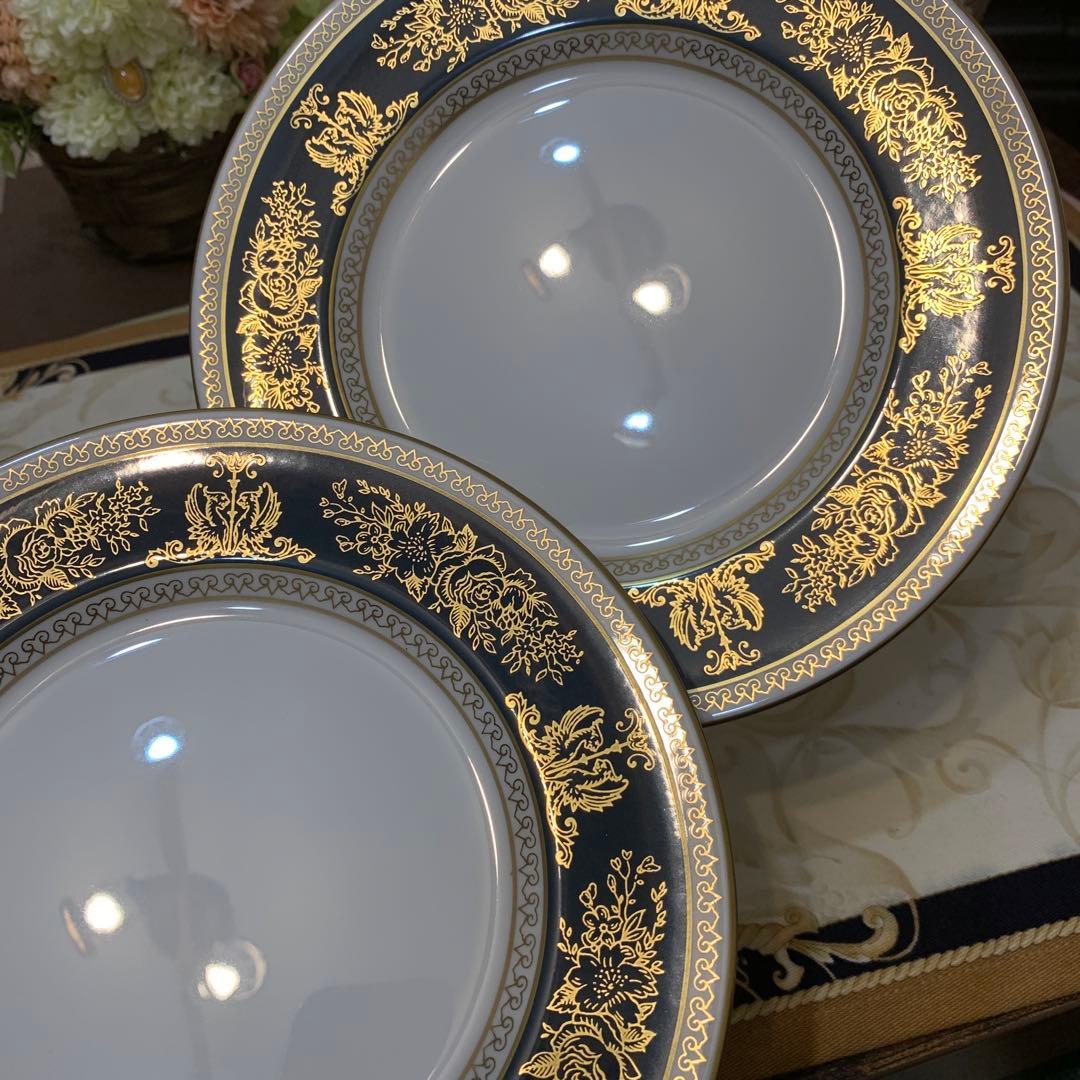 未使用　ウェッジウッド コロンビア　ブルー＆ゴールド　17.5cmプレート