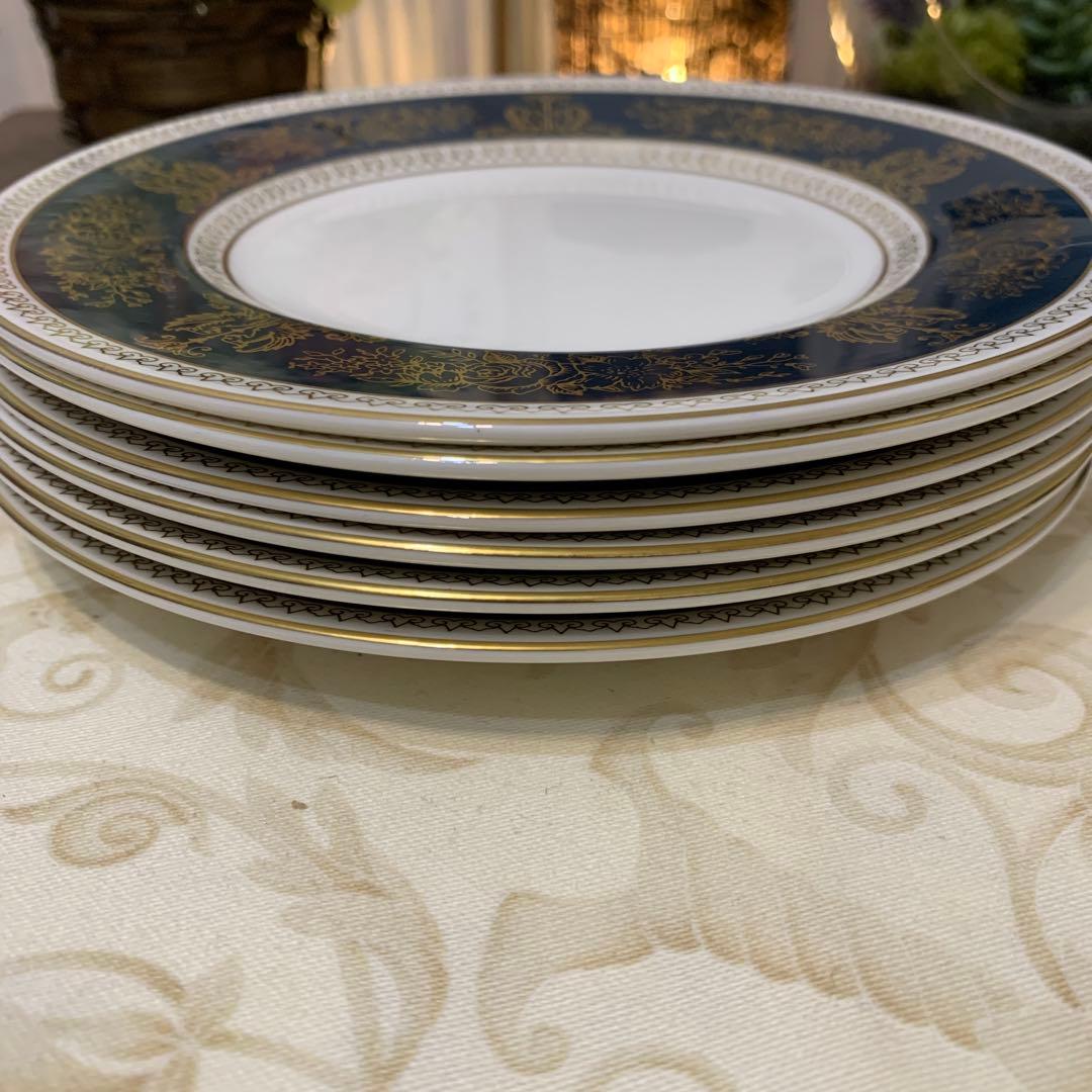 未使用　ウェッジウッド コロンビア　ブルー＆ゴールド　17.5cmプレート