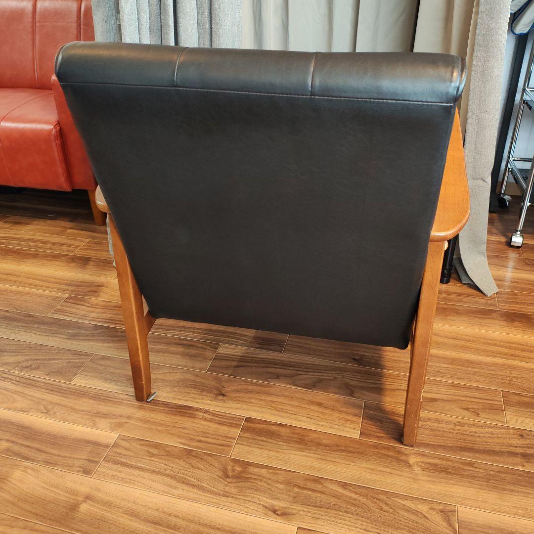 ブラック合成皮革1人掛けソファ