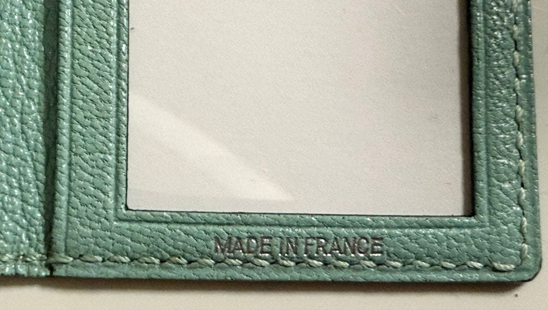 新品 エルメス ミニフォトケース 写真ケース アクア系 ベビーブルー レザー