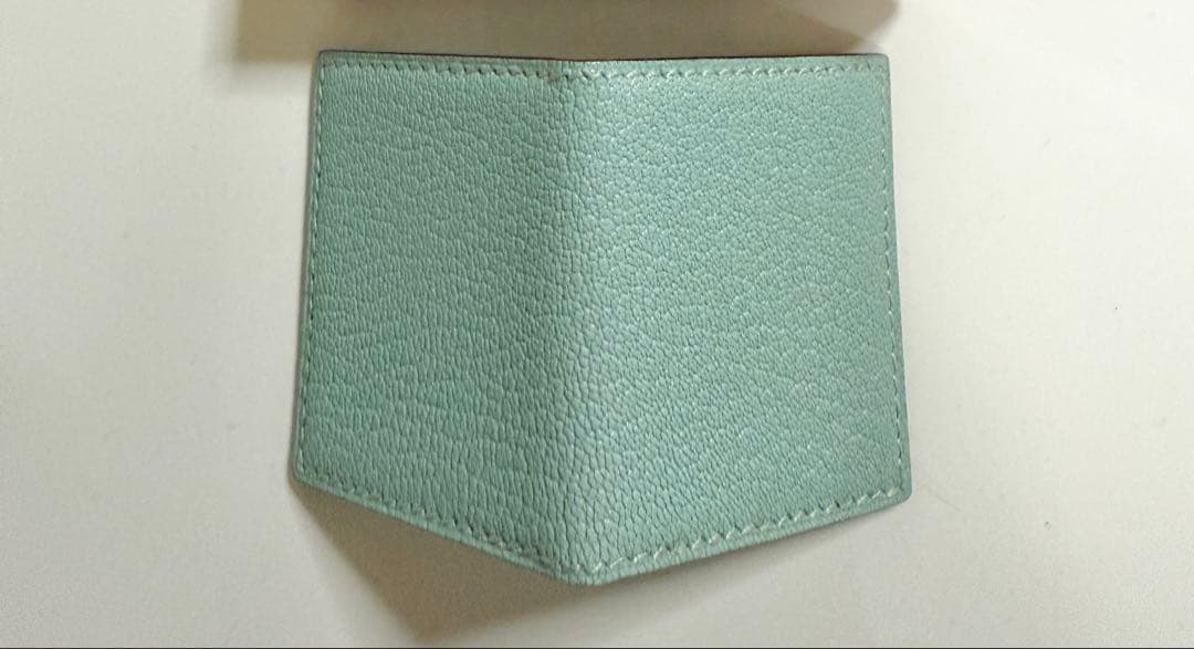 新品 エルメス ミニフォトケース 写真ケース アクア系 ベビーブルー レザー