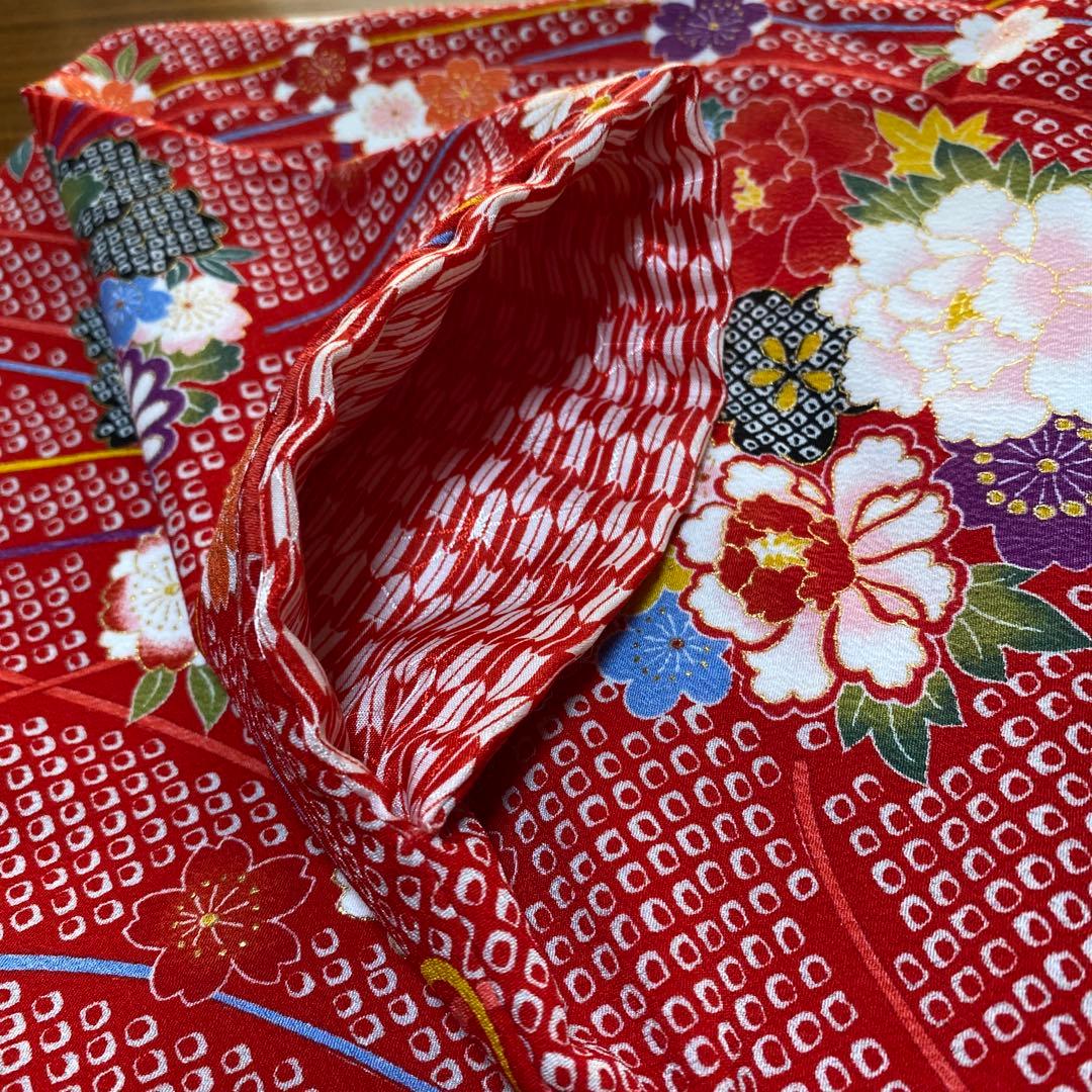 《美品》3歳七五三被布,絞り風お着物,草履,巾着セット