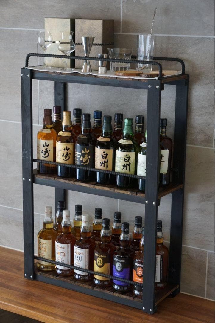ウィスキーラック　男前インテリア　棚　インダストリアル　収納　お酒　多肉 129