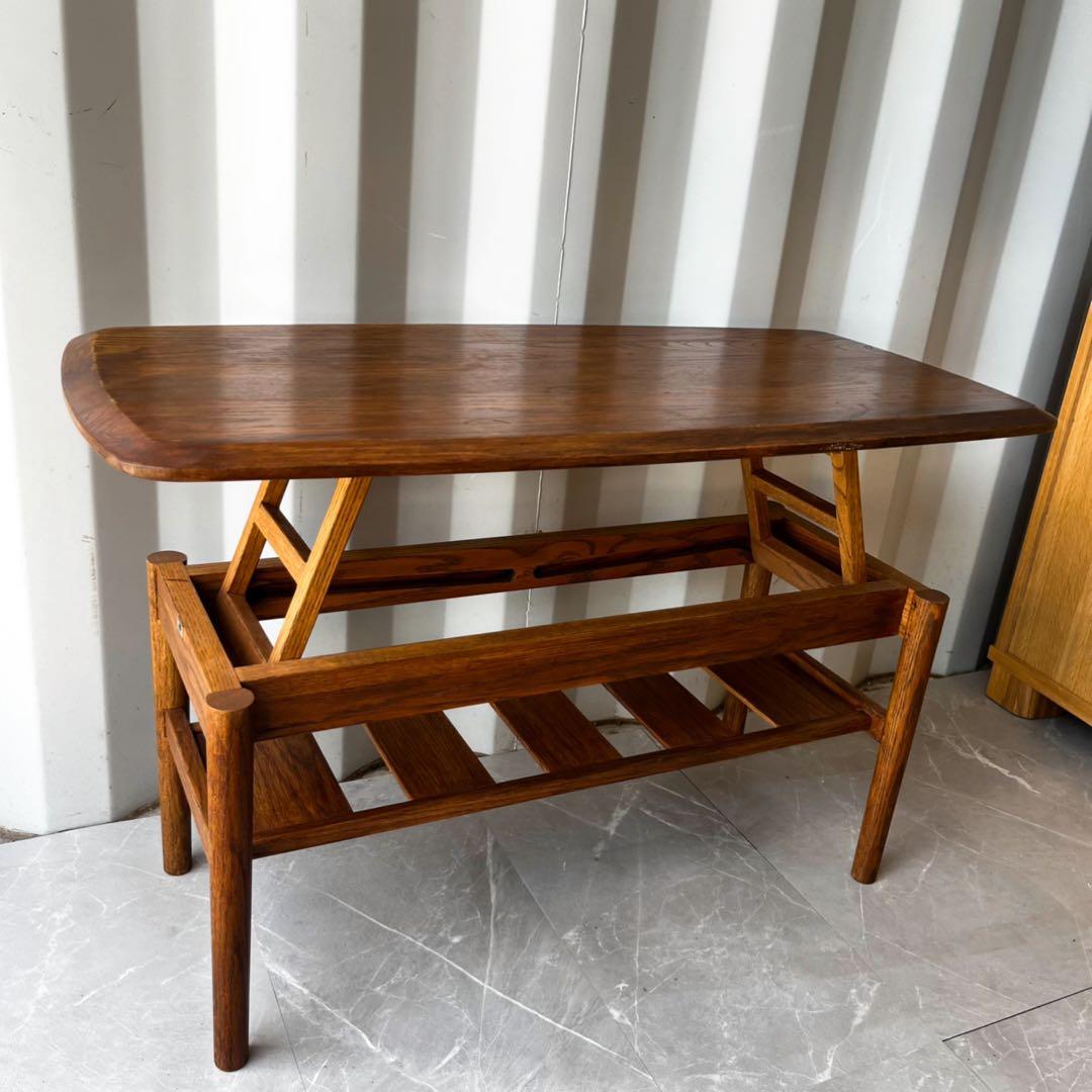 取付無料！モモナチュラル FDローテーブルS 北欧風天然無垢材昇降式テーブル✨