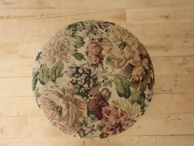 北海道手作り家具　ナラ材　スツール（花柄）　勇峰工芸（新）