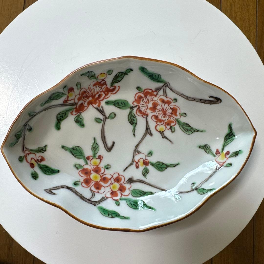 ⭐️九谷焼⭐️正木春蔵❤️色絵花折枝文菱形向付《小皿・向付16.0cm》 3枚セット