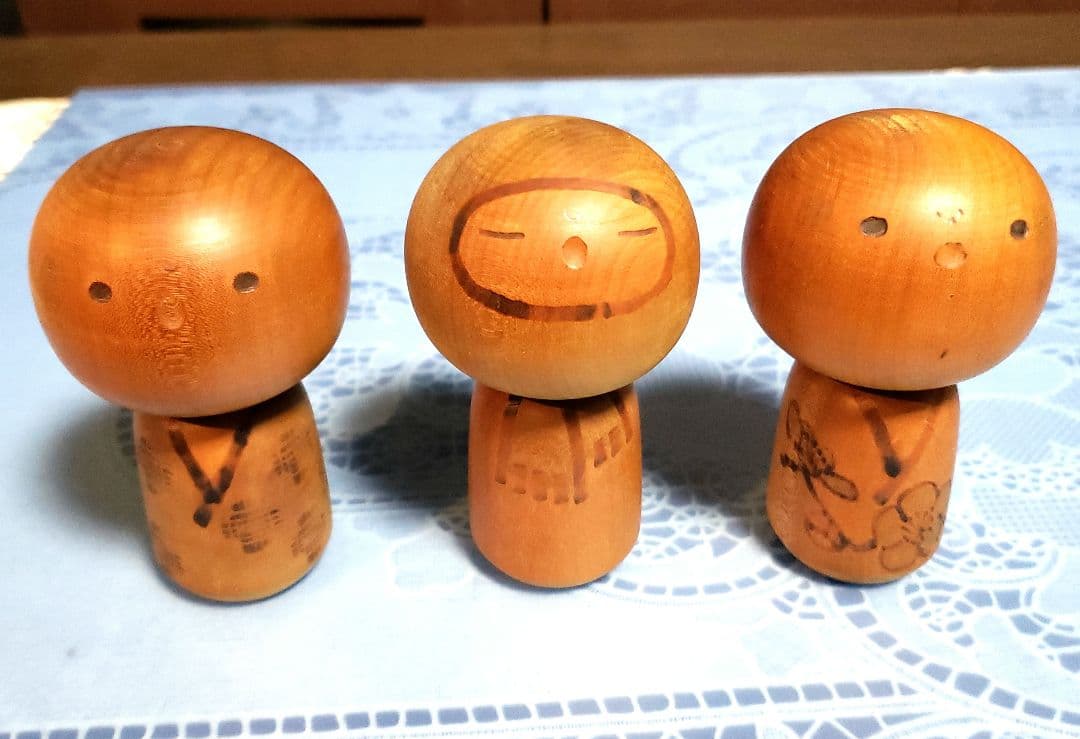 こけし4個　村上けん一作品サイン入り他