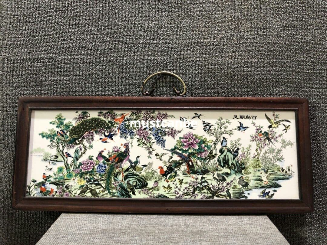 陶板画 百鳥朝鳳掛画 装飾品 現代工芸品 美術品 置物 - メルカリ