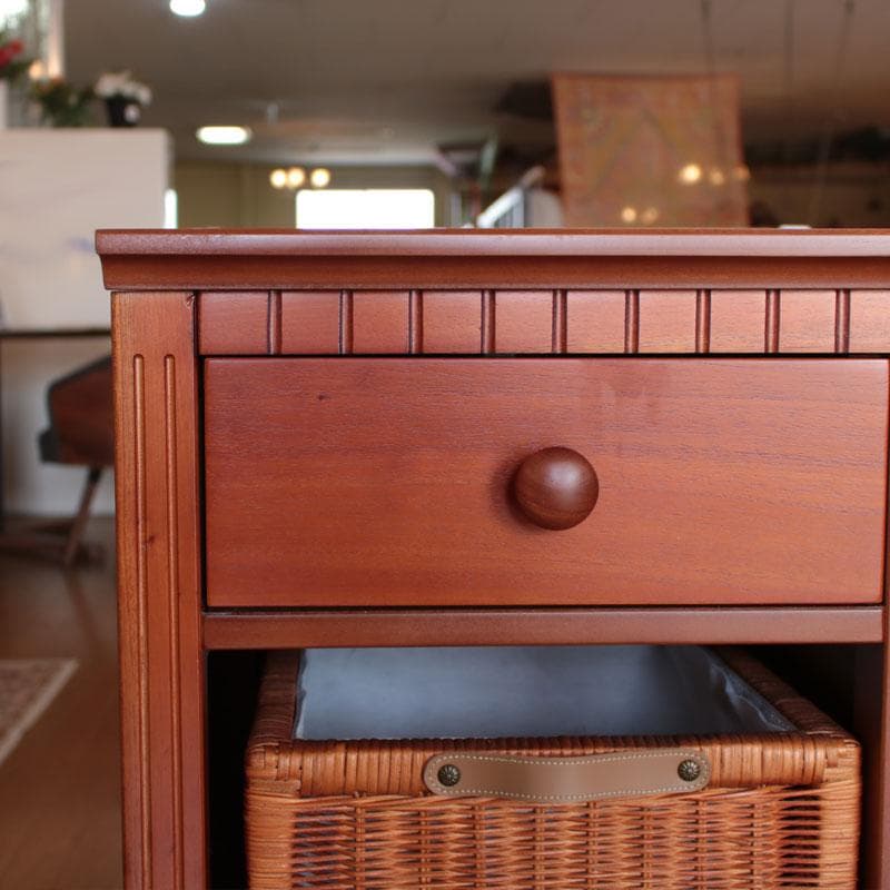 キャビネット ラタンバスケット付 ナチュラル チェスト 収納 214-1325