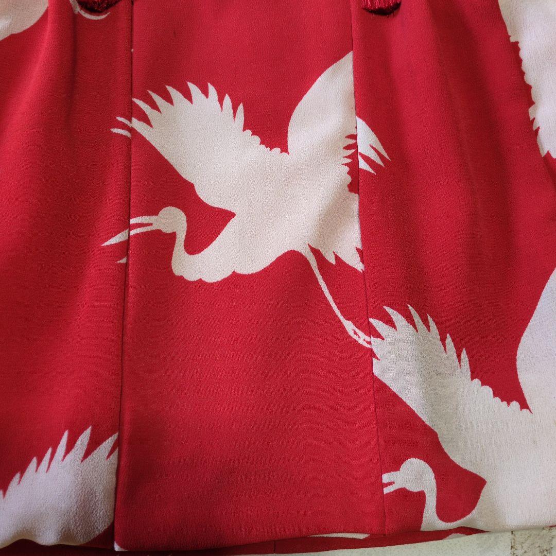 七五三３歳正絹アンティーク鶴柄の被布（中綿無し）