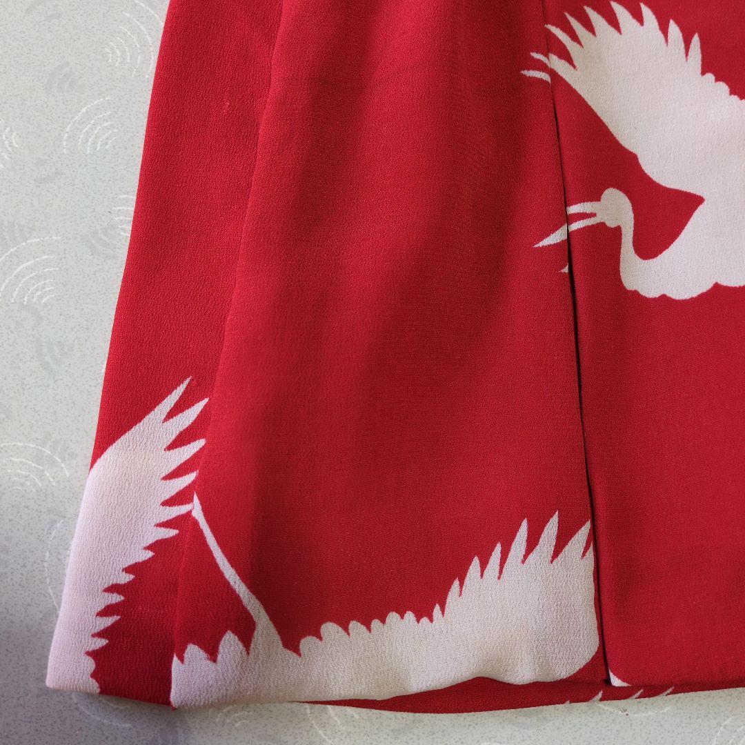 七五三３歳正絹アンティーク鶴柄の被布（中綿無し）