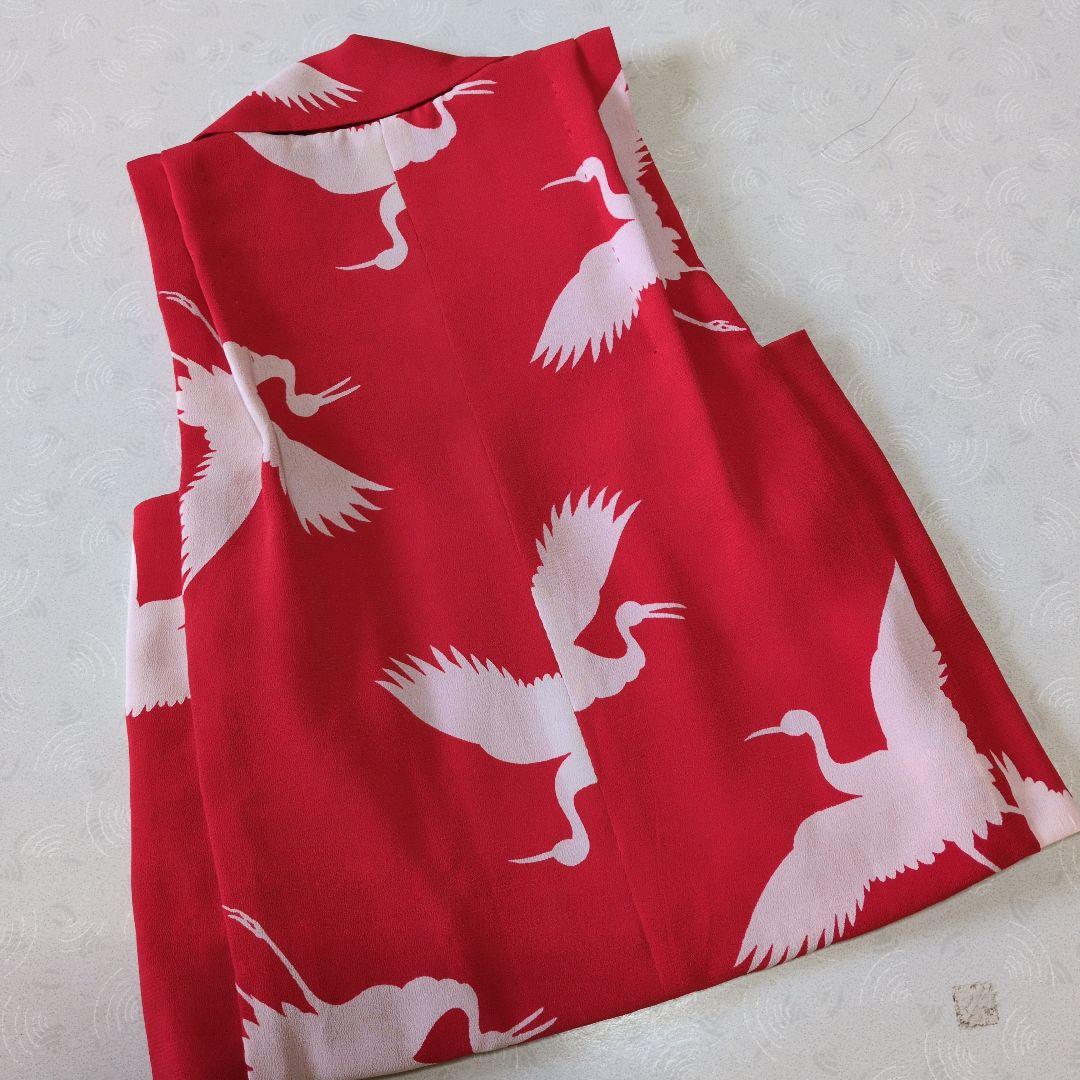 七五三３歳正絹アンティーク鶴柄の被布（中綿無し）