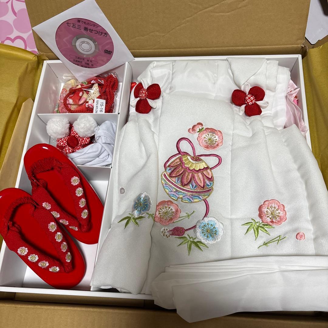 七五三 着物セット 赤 花柄刺繍