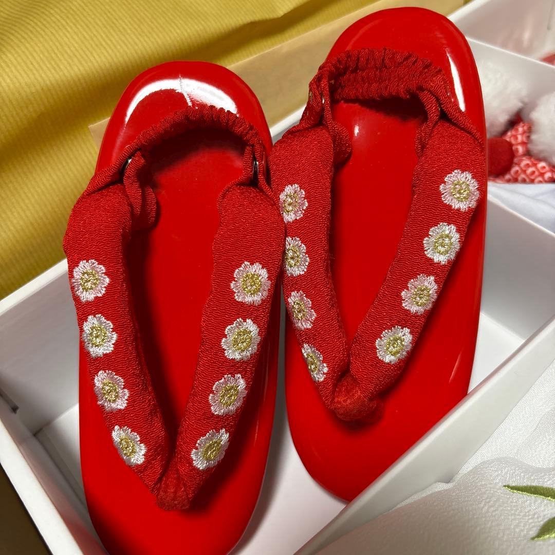 七五三 着物セット 赤 花柄刺繍