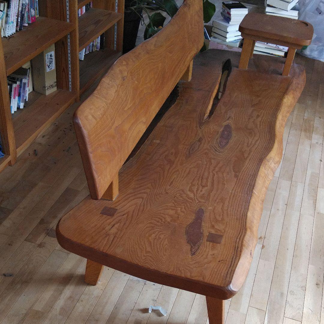 木製　無垢材一枚板ベンチ