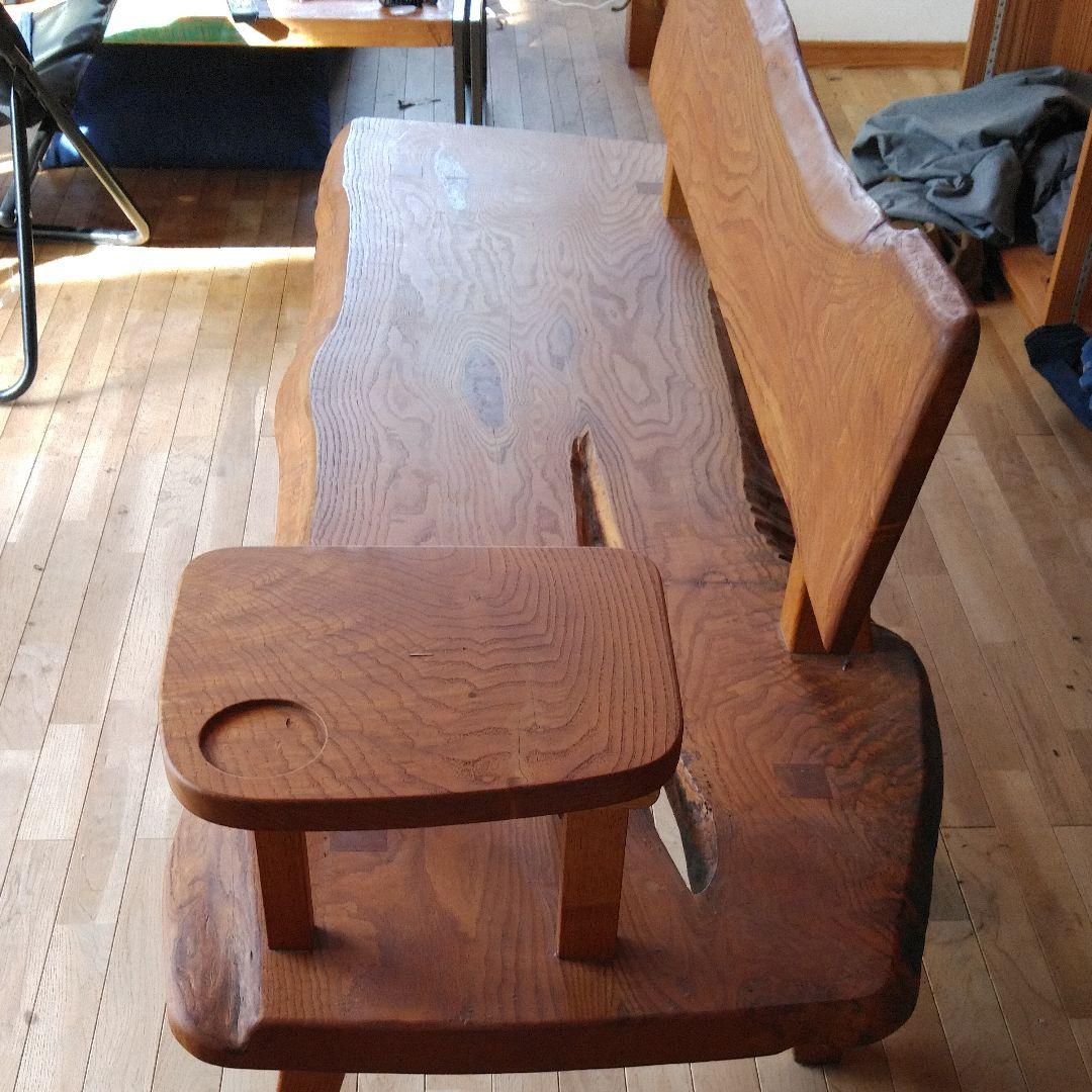 木製　無垢材一枚板ベンチ