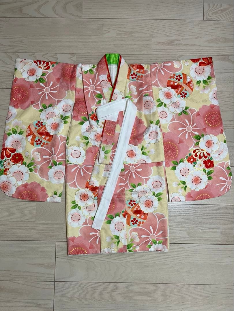 七五三用 花柄 ピンク 着物
