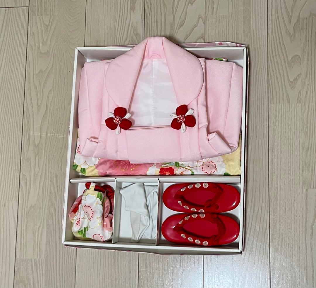 七五三用 花柄 ピンク 着物