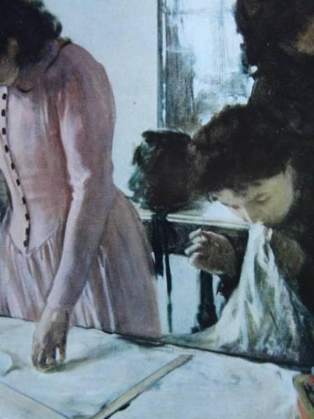 小磯良平、【洋裁する女達】、希少な限定額装用画集画、新品高級額