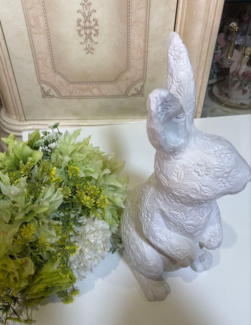 ⭐️土日限定フランフラン⭐️Ｌサイズ４０センチ花模様うさぎ置物　francfranc