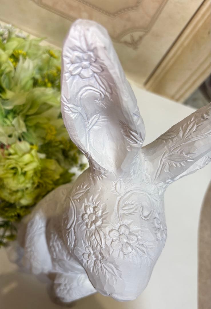 ⭐️土日限定フランフラン⭐️Ｌサイズ４０センチ花模様うさぎ置物　francfranc