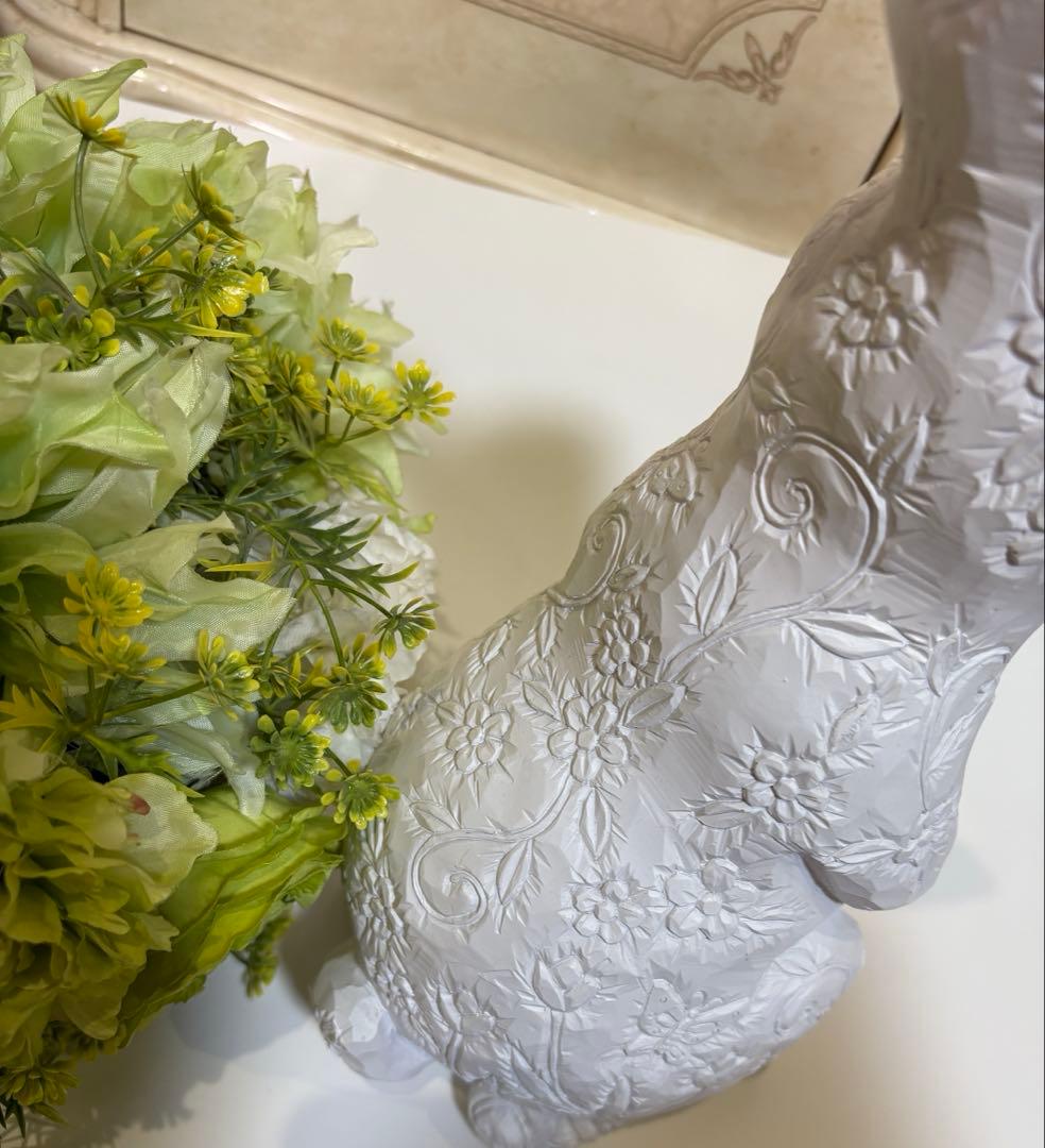 ⭐️土日限定フランフラン⭐️Ｌサイズ４０センチ花模様うさぎ置物　francfranc