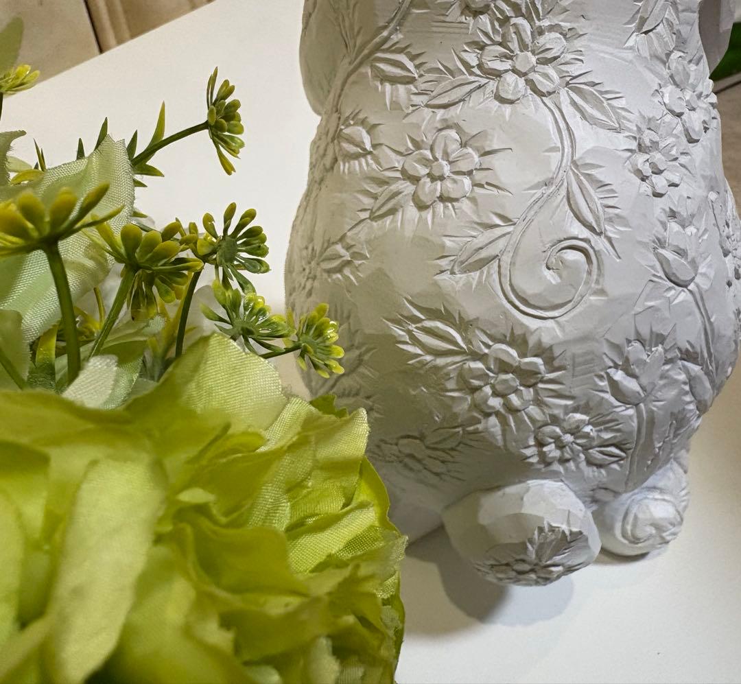 ⭐️土日限定フランフラン⭐️Ｌサイズ４０センチ花模様うさぎ置物　francfranc