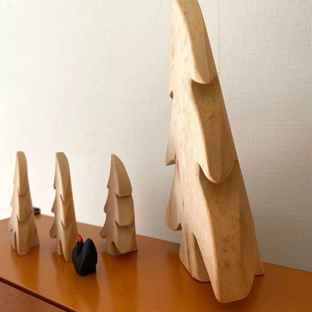 ドイツ製　オブジェ　木製　レア　クリスマス　もみの木　４点セット　オーナメント