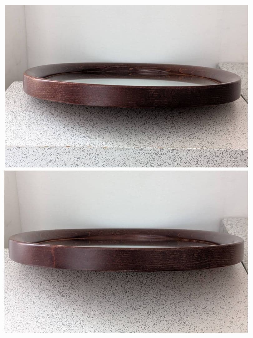 美品 秋田木工 柳宗理 ヴィンテージ ウォールミラー オーバル 古代色 曲木