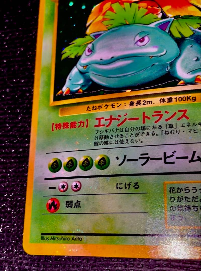 3 旧裏 ポケモンカード フシギバナ 美品 強全面ホロ 渦巻 十字 モンボ