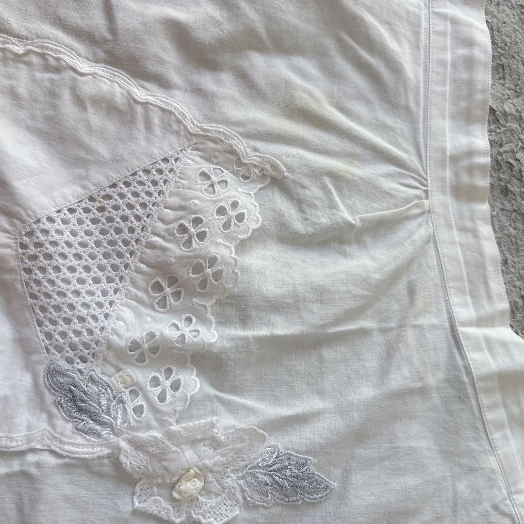 HISCHRONE ヒスクローネ 繊細なレース お花が美しい エプロン 前掛け白