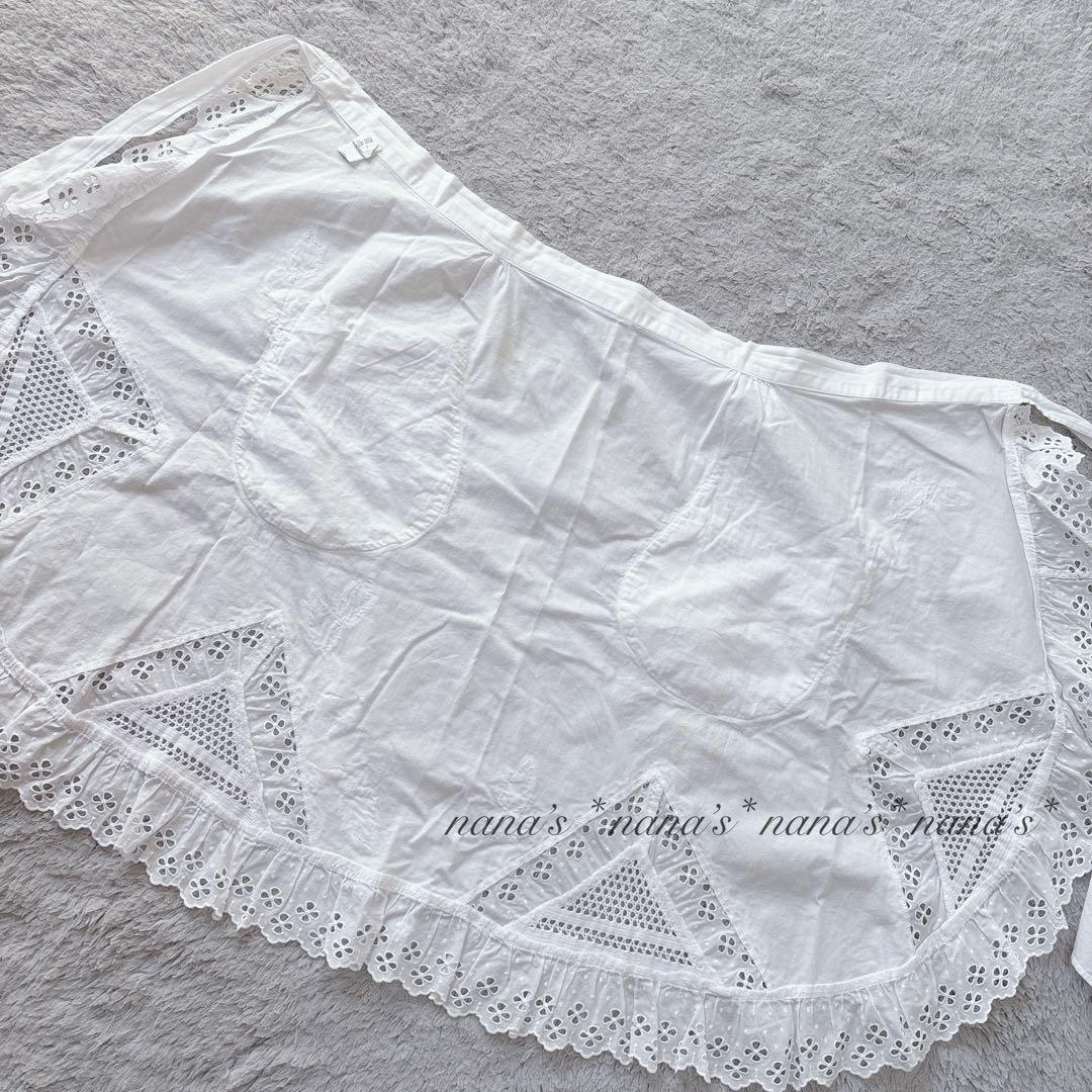 HISCHRONE ヒスクローネ 繊細なレース お花が美しい エプロン 前掛け白