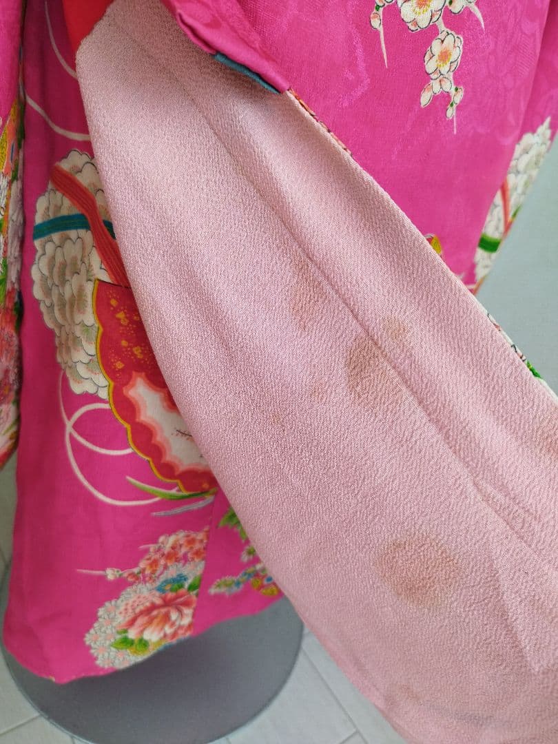 専用です　アンティーク明るいピンクの着物に黄緑のだらり帯セット