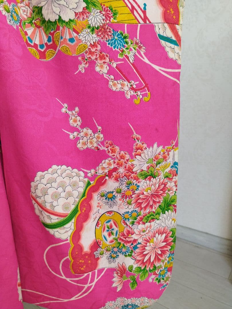 専用です　アンティーク明るいピンクの着物に黄緑のだらり帯セット