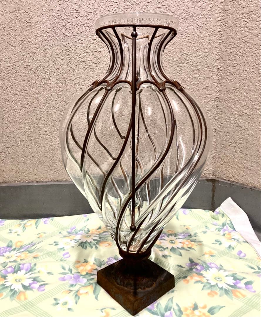 アンティーク ガラス製 アンフォラ 花瓶 フラワーベース 67cm イタリア製