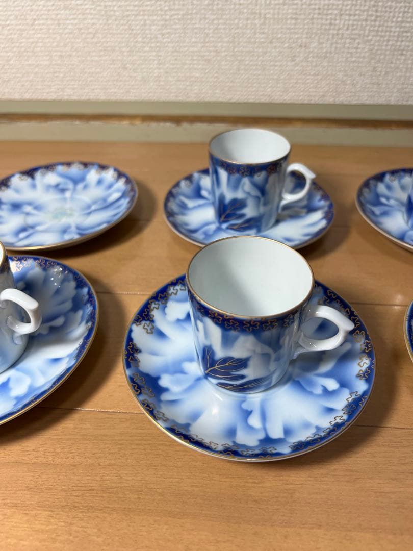 507 深川製磁　牡丹金ミル　カップ5&ソーサー6  金彩　未使用