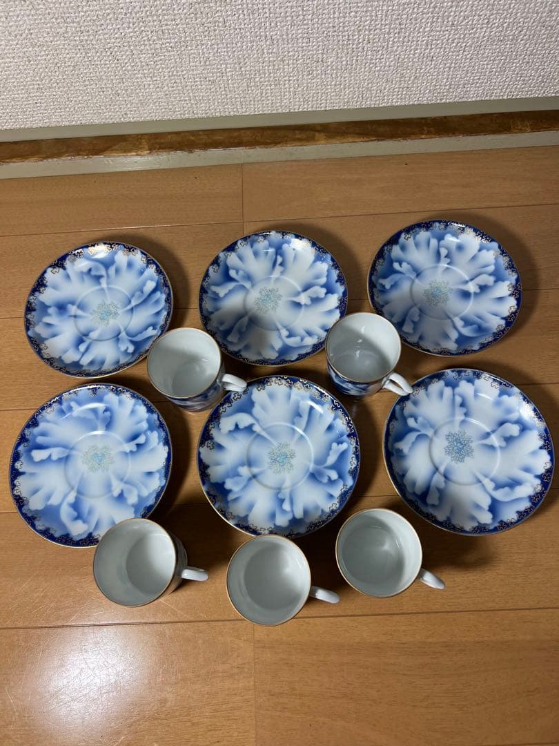 507 深川製磁　牡丹金ミル　カップ5&ソーサー6  金彩　未使用