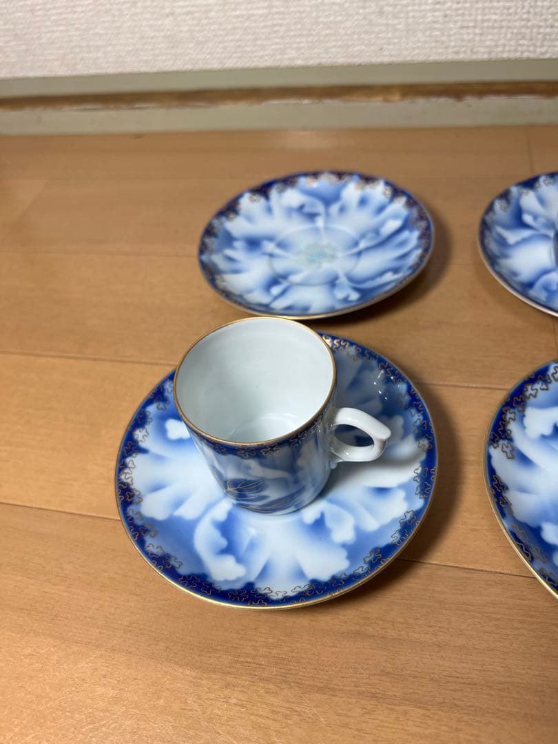 507 深川製磁　牡丹金ミル　カップ5&ソーサー6  金彩　未使用