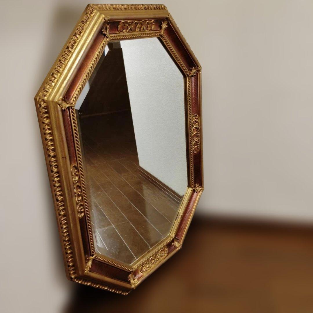 ロココ調 エレガント アンテーク ウォールミラー イタリア製 八角 ヴィンテージ