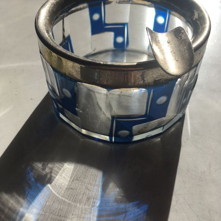 骨董 灰皿 切子 アッシュトレイ アンティーク インテリア