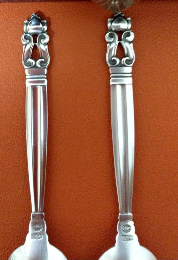 美品！ジョージ・ジェンセン　純銀スプーン　エコーン　木製専用カトラリーケース付き