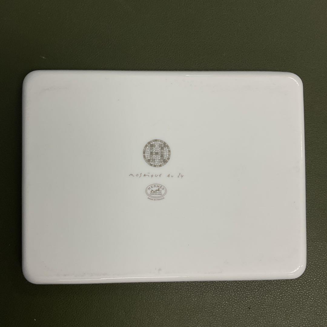 H6390 HERMES エルメス　モザイク　ヴァンキャトル　皿　グレー