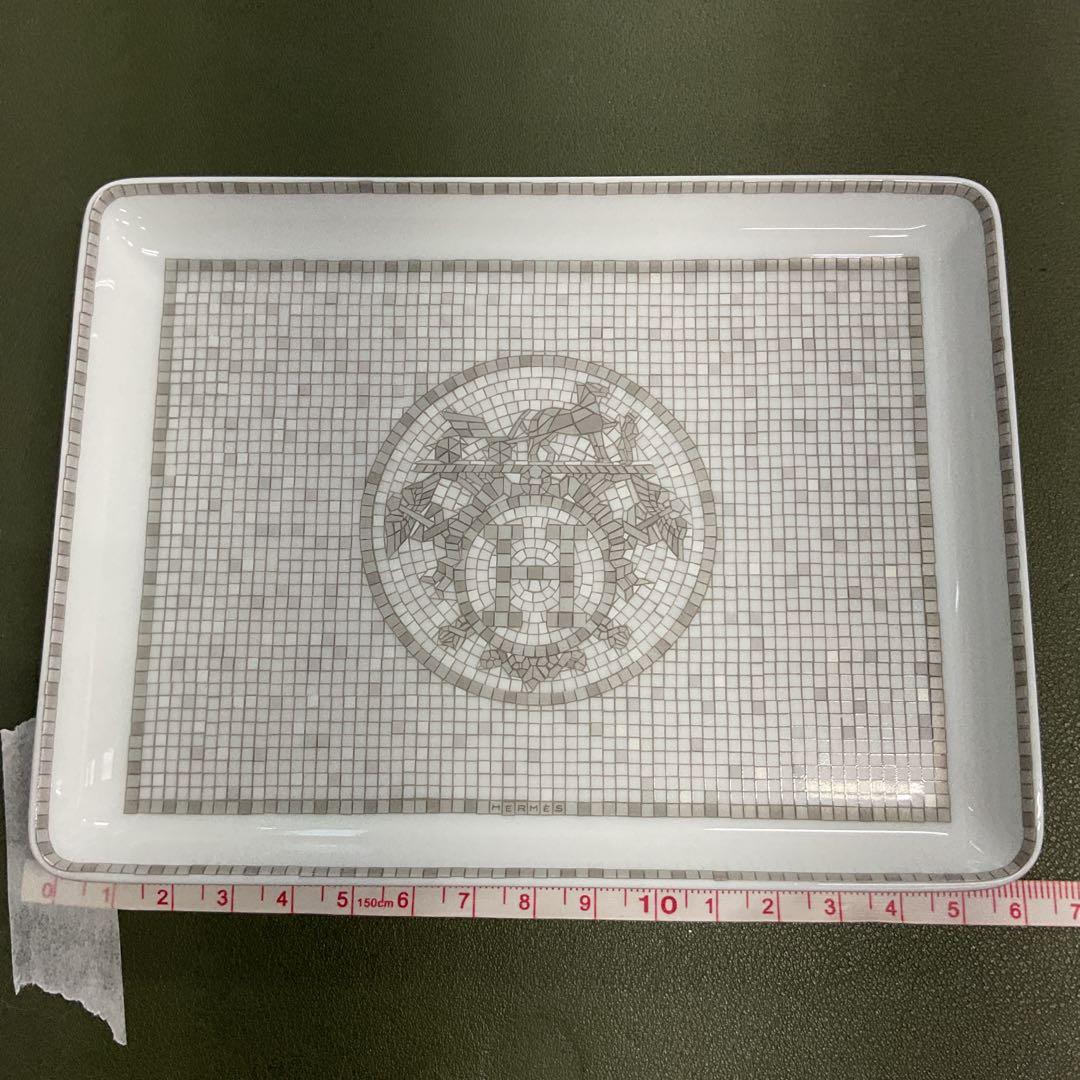 H6390 HERMES エルメス　モザイク　ヴァンキャトル　皿　グレー